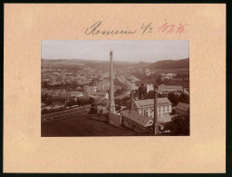 Fotografie Brück & Sohn Meissen, Ansicht Rosswein, Fabrik & Bahnhof, Eisenbahnanlagen Von Hartenberg Gesehen  - Orte