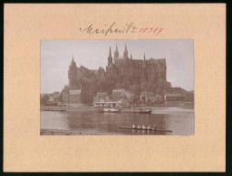 Fotografie Brück & Sohn Meissen, Ansicht Meissen I. Sa., Schlepper - Schleppkahn Auf Der Elbe  - Orte