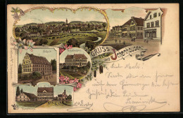 Lithographie Ichenhausen, Krankenhaus, Schule, Kunstmühle  - Andere & Zonder Classificatie