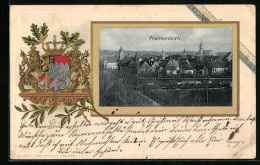 Passepartout-Lithographie Weissenhorn, Teilansicht, Wappen  - Autres & Non Classés