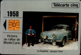 TELECARTE CINQ...1958...VICTOIRE AU RALLYE DE MONTE CARLO...LA DAUPHINE...J.FERET  .RENAULT SPORT..PETIT TIRAGE - 5 Unità