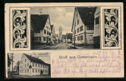 AK Dietenheim, Gasthaus Zum Grünen Baum, Strassenpartie Am Marktplatz  - Autres & Non Classés