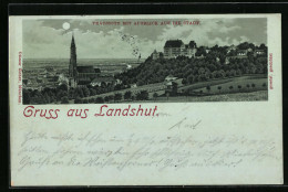 Mondschein-Lithographie Landshut, Trausnitz Mit Ausblick Auf Die Stadt  - Landshut