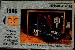 TELECARTE CINQ...1966...VICTOIRE AU MANS INDICE DE RENDEMENT ENERGETIQUE  .RENAULT SPORT..PETIT TIRAGE - 5 Units