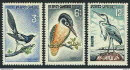 Cambodia 132-134, MNH. Mi 166-168. Birds 1964. Black Magpie, Kingfisher, Heron. - Cambodge