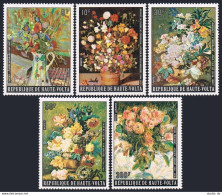 Burkina Faso 342-345, C201,C202, MNH. Mi 539-543, Bl.29. Flower Paintings, 1974. - Burkina Faso (1984-...)