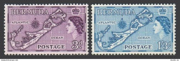 Bermuda 149,157 Sandys Without ',lightly Hinged. Michel 153-154. QE II,1957.Map. - Bermudas