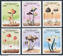 Benin 877-882,883, MNH. Michel 849-854, 855 Bl.22. Mushrooms 1996. - Bénin – Dahomey (1960-...)