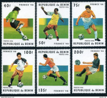 Benin 822-827, 828, MNH. Mi 771-776, Bl.15. World Soccer Cup France-1998. 1995. - Benin - Dahomey (1960-...)