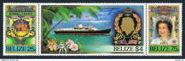 Belize 782-784a Strip,785,MNH.Michel 825-827,828 Bl.73. QE II,Yacht BRITANNIA. - Belice (1973-...)