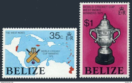 Belize 381-382, MNH. Michel 364-365. World Cricket Cup, 1976. Map. - Belize (1973-...)