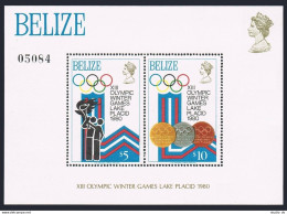 Belize 469-470, MNH. Michel Bl.12-13. Olympics Lake Placid-1980. Torch, Medals. - Belize (1973-...)