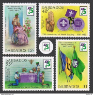 Barbados 589-592, MNH. Michel 566-569. Scouting Year 1982, Flags. - Barbados (1966-...)