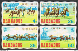 Barbados 312-315, 315a Sheet, MNH. Michel 281-284, Bl.1. Horse Racing 1969. - Barbados (1966-...)