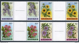 Antigua 519-522 Gutter Pairs, 523 Sheet, MNH. Mi 520-523, Bl.38. Flowers 1978. - Antigua And Barbuda (1981-...)
