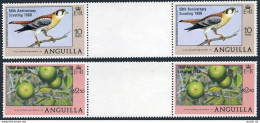 Anguilla 387-388 Gutter,MNH.Michel 385-386. Scouting-50,1980.Sparrow Hawk,Fruit. - Anguilla (1968-...)