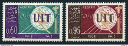 Algeria 339-340, MNH. Michel 439-440. ITU-100, 1965. Emblem. - Algeria (1962-...)