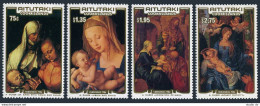 Aitutaki 400-403, 404 Ad Sheet, MNH. Mi 593-596,Bl.66. Christmas 1986. Rembrandt - Aitutaki