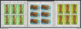 Aitutaki 160-162,162a Sheets, MNH. Capt Cook In Hawaii-200,1978. Wood Figurines. - Aitutaki