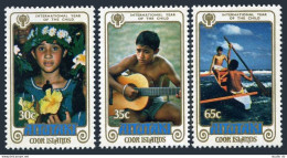 Aitutaki 173-175, B31, MNH. Mi 310-312,Bl.26. IYC-1979. Hibiscus, Guitar, Canoe. - Aitutaki