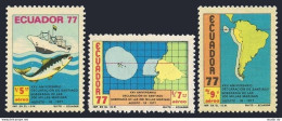 Ecuador C648-C650, MNH. Mi 1810-1812. 200-mile Territorial Limit. Fish, Ship,Map - Equateur