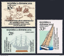 Dominican Rep C388-C391,MNH.Michel 1398-1400,Bl.39.Columbus-491,1983.Ships,Yacht - Dominica (1978-...)