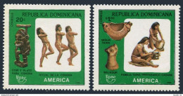 Dominican Rep 1065-1066, MNH. Mi 1596-1597. UPAEP-1989. Pre Columbian Artifacts. - Dominicaine (République)