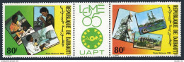 Djibouti C213-C214a/label,MNH.Michel 445-446.PHILEXAFRICA-1985.Telecommunication - Yibuti (1977-...)