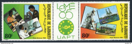 Djibouti C213-C214a/label,MNH.Michel 445-446.PHILEXAFRICA-1985.Telecommunication - Gibuti (1977-...)