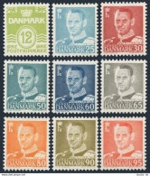 Denmark 333-341,MNH.Mi 332-338. Definitive 1952-1953.Wavy Lines,King Frederik IX - Neufs
