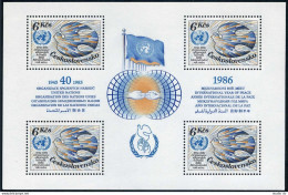 Czechoslovakia 2551a, MNH. Michel Bl.63. UN 40th Ann. Peace Year 1986. Emblems.  - Ongebruikt