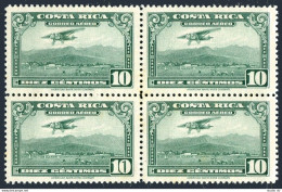 Costa Rica C217 Block/4, MNH Slightly Yellowish. Mail Plane About To Land, 1952. - Costa Rica