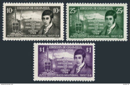 Colombia 680, C309-C310, MNH. Michel 827-829. IGY-1958.Francisco Jose De Caldas. - Kolumbien