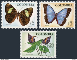 Colombia 842-844,MNH.Michel 1311-1313. Butterflies,Plants 1976. - Colombia