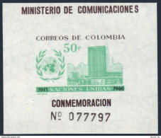 Colombia 725, MNH. Mi 954 Bl.21. United Nations, 15, 1960. Headquarters. - Colombie