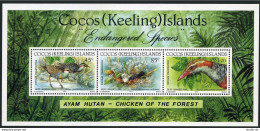 Cocos 263 Ac Sheet,MNH.Mi Bl.12. Endangered Species 1992.Chicken Of The Forest. - Isole Cocos (Keeling)