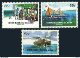 Cocos Isls 111-113,MNH.Michel 115-117. 75th Ann.of Barrel Mail,1984.Birds,Ships. - Isole Cocos (Keeling)