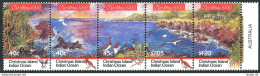 Christmas Isl 347 Ae Strip, MNH. Michel 374-378. Christmas 1992.Coastline,Booby. - Christmaseiland