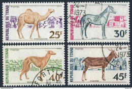 Chad 271-274, CTO. Michel 592-595. Farm Animals 1972.Dromedary, Horse, Dog, Goat - Tschad (1960-...)