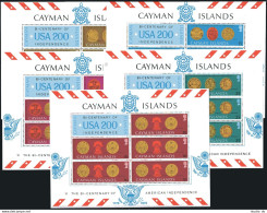 Cayman 372-376, 376a Sheets, MNH. USA-200, 1976. Seals, Liberty Bell, Turtle. - Caimán (Islas)