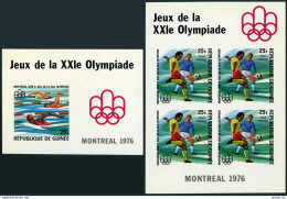 Guinea 718,C130 Imperf, MNH. Michel Bl.44B-45B. Montreal-1976. Swimming, Soccer. - Guinée (1958-...)