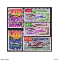 Guinea 201-202,C24-C26,MNH.Mi 49-53. Olympics Rome-1960.Flag,Planes,overprinted. - Guinee (1958-...)