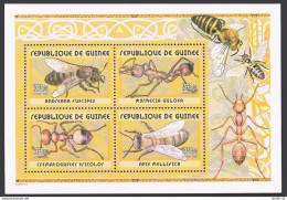 Guinea 2002 Year,Ants And Bees Set Of 4 Stamps And Souvenir Sheet,1350 Fr,MNH. - Guinee (1958-...)