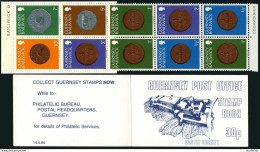 Guernsey 182/179/175x2/177/174x3/173x2 30p Booklet,MNH.Mi H-Blatt 8. Coins 1979. - Guernesey