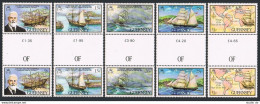 Guernsey 269-273 Gutter, MNH. Mi 274-278. Star Of The West, 1869 Merchant Ship. - Guernsey