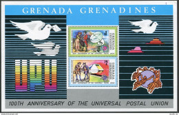 Grenada Gren 28 Ad Sheet, MNH. Michel Bl.3. UPU-100,1974. Transport,Ship,pigeon. - Grenade (1974-...)