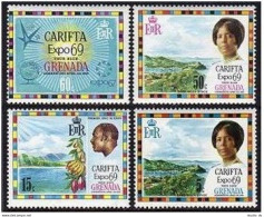 Grenada 316-319, MNH. Michel 307-310. CARIFTA Exposition, 1969. View, Fruits. - Grenada (1974-...)