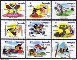 Grenada 1185-1193,MNH.Mi 1242-1250. Olympics Los Angeles-1984.Disney Characters. - Grenada (1974-...)