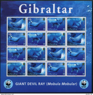 Gibraltar 1037 Ad Sheet,MNH. WWF-2006.Giant Devil Ray. - Gibilterra