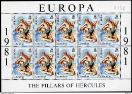 Gibraltar 400-401 Sheets, MNH. Mi 416-417 Klb. CEPT-1981. Folklore.Hercules, Map - Gibilterra